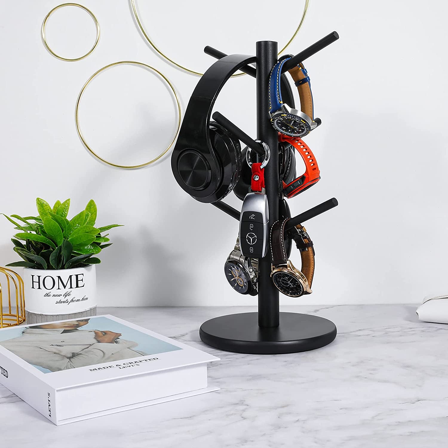 Mylifeunit Mug Holder Tree, Coffee Cup Holder with 6 Hooks (Black)