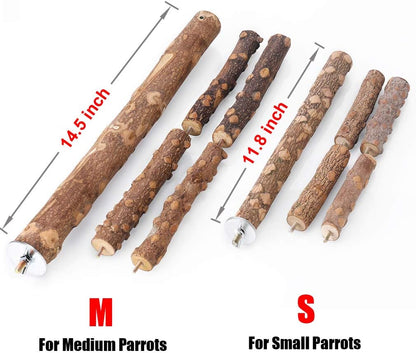 Bird Perch Nature Wood Stand for 3-4Pcs Small Parrots (M)