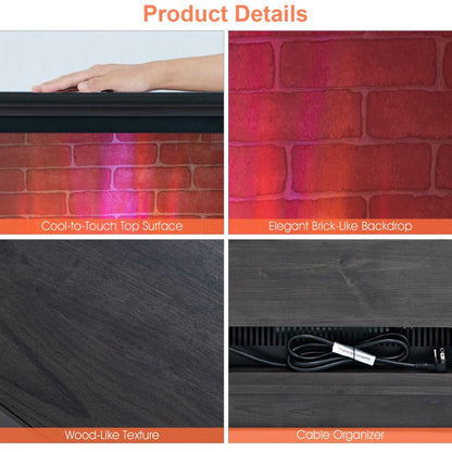 2000W Electric Fireplace Heater with 3-Level Vivid Flame