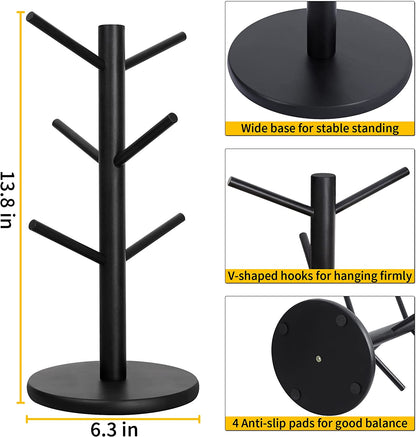 Mylifeunit Mug Holder Tree, Coffee Cup Holder with 6 Hooks (Black)